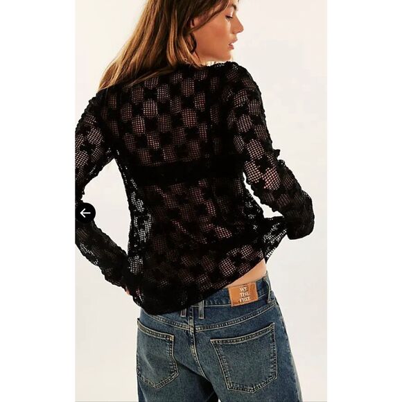 NWT Free People Julie Knit Top in Black Size Small - Picture 3 of 10